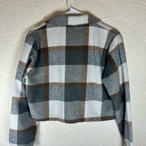 Blue B Collection Women's Plaid Lightweight Crop Jacket (Gray) Size Medium - Picture 6 of 12
